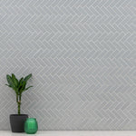Load image into Gallery viewer, Domino Lume Grey Herringbone 14 in. x 14 in. Glossy Porcelain Mosaic Floor and Wall Tile
