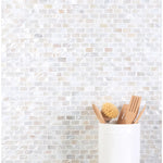 Charger l'image dans la visionneuse de galerie, Mother of Pearl 0.6" x 1.2" Seashell Brick Joint Mosaic Sheet (Set of 11)