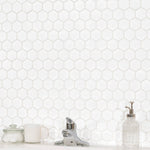 Charger l'image dans la visionneuse de galerie, Silica White Hexagon 11 in. x 13 in. Matte Porcelain Mosaic Floor and Wall Tile