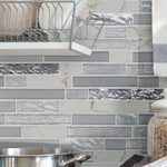 Charger l'image dans la visionneuse de galerie, Whistler Ice Interlocking 12 in. x 12 in. Glass Porcelain Blend Mosaic Wall Tile