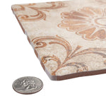 Load image into Gallery viewer, Merola Tile Costa Arena Decor Fleur 7.75 inch x 7.75 inch Ceramic Floor and Wall Tile – 11.11 sq ft per Case, Rustic Floral Stone Look Matte Finish Indoor Tile