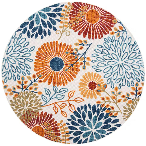 Safavieh Cabana Lizzie Cream / Red 3 ft. x 3 ft. Indoor/Outdoor Round Area Rug