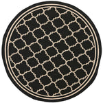 Load image into Gallery viewer, Safavieh Courtyard Sherry Black / Beige 6 ft. 7 in. x 6 ft. 7 in. Indoor/Outdoor Round Area Rug