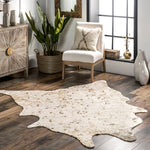 Charger l'image dans la visionneuse de galerie, Tapis d'intérieur nuLOOM Iraida en fausse peau de vache blanc cassé 1,2 m x 1,5 m