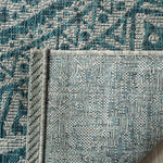 Charger l'image dans la visionneuse de galerie, Tapis rond d'intérieur/extérieur Safavieh Courtyard Sia, gris clair/bleu sarcelle, 1,2 m x 1,2 m