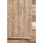 Charger l'image dans la visionneuse de galerie, Tapis d'intérieur carré nuLOOM tissé à la main en jute Rigo naturel 1,2 m x 1,2 m