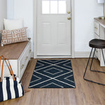 Load image into Gallery viewer, StyleWell Calcada Diamond Navy/Off White 30 in. x 45 in. Indoor Machine Washable Scatter Mat
