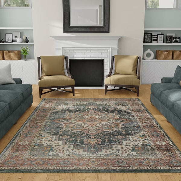 StyleWell Distressed Antique Multi 7 ft. 6-inch x 9 ft. Indoor Area Rug