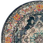 Charger l'image dans la visionneuse de galerie, Tapis rond Safavieh Monaco Moses bleu marine/bleu clair 90 cm x 90 cm