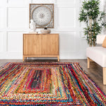 Load image into Gallery viewer, nuLOOM Hand Braided Tammara Multi-Coloured 3 ft. x 5 ft. Indoor Oval Rug