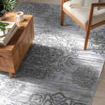 Load image into Gallery viewer, Polyester Machine Washable Oriental Light Grey Area Rug