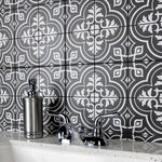 Load image into Gallery viewer, Merola Tile Harmonia Vintage Black 13 inch x 13 inch Ceramic Floor and Wall Tile – 12.19 sq. ft. per Case, Glazed Encaustic-Inspired Matte Finish
