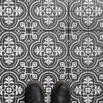 Load image into Gallery viewer, Merola Tile Harmonia Vintage Black 13 inch x 13 inch Ceramic Floor and Wall Tile – 12.19 sq. ft. per Case, Glazed Encaustic-Inspired Matte Finish