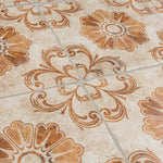 Load image into Gallery viewer, Merola Tile Costa Arena Decor Fleur 7.75 inch x 7.75 inch Ceramic Floor and Wall Tile – 11.11 sq ft per Case, Rustic Floral Stone Look Matte Finish Indoor Tile