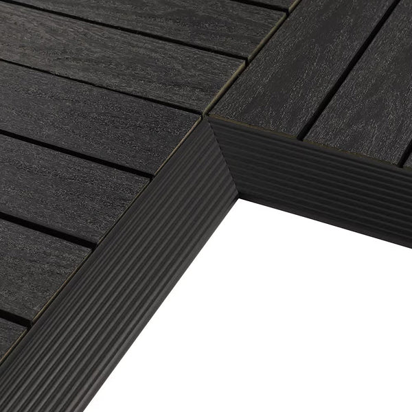 NewTechWood 2" x 1' Quick Deck Composite Deck Tile Inside Corner Fascia – 2-Pack Hawaiian Charcoal