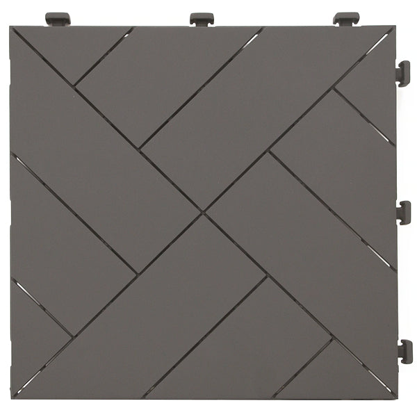 Easy Tile 12" x 12" Parquet Deck Tile (6-Pack) Shadow