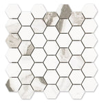 Load image into Gallery viewer, Modamo Mouro Polished White 2-inch Hexagon Porcelain Floor & Wall Mosaic Tile