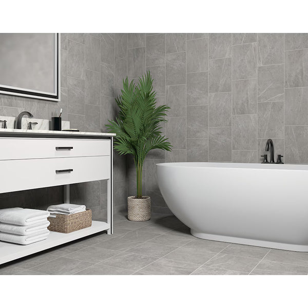 Carrelage mural et de sol en céramique émaillée Dal Tile Resilience Stamina Grey de 30,5 cm x 30,5 cm