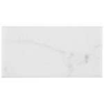 Load image into Gallery viewer, Merola Tile Classico Carrara Glossy Ceramic Subway Wall Tile 0.34 inch Thick 3 inch Wide 6.03 sq. ft. per Case – Marble Look High Sheen Finish