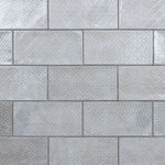 Charger l'image dans la visionneuse de galerie, Merola Tile Camden Decor Grey 4 inch x 8 inch Ceramic Wall Tile 11.5 sq. ft./case – Glossy Patterned Subway Finish