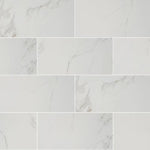 Load image into Gallery viewer, MSI Stone ULC Arctic Ravine Carrara White Porcelain Tile 0.37 inch Thickness 24 inch Width 16 sq. ft. Coverage Polished Finish Marble Look