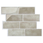 Charger l'image dans la visionneuse de galerie, Smart Tiles Peel and Stick Backsplash Metro Cologne Tiles, Ceramic Look, 11.56in x 8.38in, Beige, 4-Pack