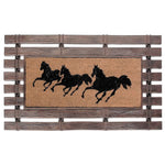 Load image into Gallery viewer, IH Casa Decor 18-inch x 30-inch Running Horses Rubber Fence with Coir Door Mat