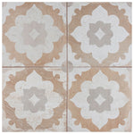 Charger l'image dans la visionneuse de galerie, Merola Tile Kings Clay Blossom 17.63 inch x 17.63 inch Ceramic Floor and Wall Tile 10.95 sq ft/case – Vintage Pattern Matte Finish