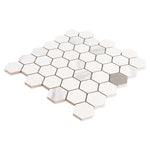 Load image into Gallery viewer, Modamo Mouro Polished White 2-inch Hexagon Porcelain Floor & Wall Mosaic Tile