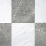 Load image into Gallery viewer, FloorPops Grey & White Marble 12 in. W x 12 in. L 1.52mm Luxury Vinyl Tile Flooring (20 sq.ft./case)