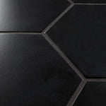 Charger l'image dans la visionneuse de galerie, Merola Tile Textile Basic Hex Black Porcelain Tile 8.63 inch x 9.88 inch – 11.5 sq. ft. per Case Glossy Stone-Look Finish