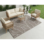 Load image into Gallery viewer, StyleWell Palm Leaves 5 ft. x 7 ft. Reversible Outdoor Area Rug – Beige Indoor/Outdoor Polypropylene Rug