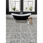 Load image into Gallery viewer, FloorPops Charcoal Reo 12-in x 12-in Vinyl Tile Flooring Set of 20 (20 sq.ft.) – Bohemian Floral & Geometric