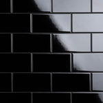 Load image into Gallery viewer, Merola Tile Crown Heights Glossy Black 3 inch x 6 inch Ceramic Wall Tile – 5.72 Sq. Ft. Coverage per Case