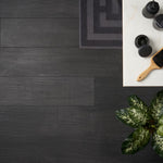 Charger l'image dans la visionneuse de galerie, Ivy Hill Tile Montgomery Black Porcelain Tile 0.39 inch Thick 8 inch x 48 inch 15.49 sq ft/case Matte Wood Look