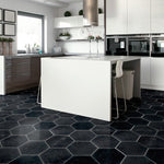Load image into Gallery viewer, Merola Tile Retro Hex Nero Porcelain Tile 14.13 inch x 16.25 inch – 11.05 sq. ft. per Case Matte Wood Look Finish