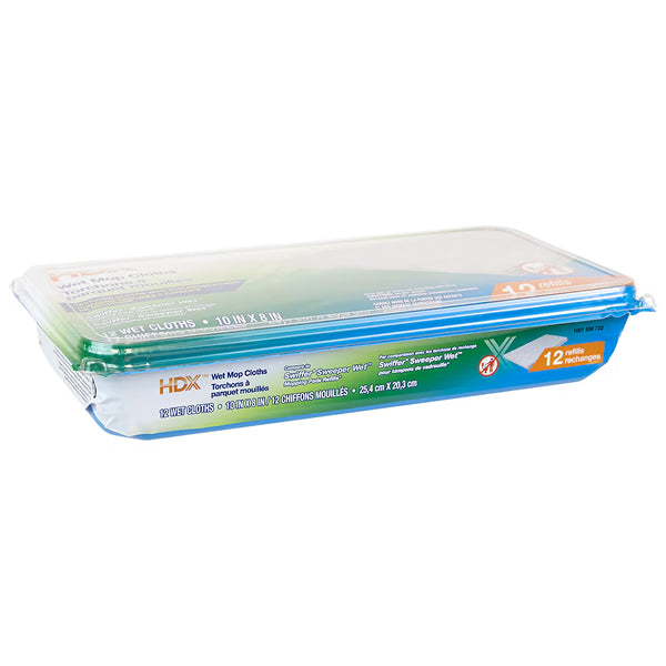 HDX Wet Mop Cloths (12 Refills) | Swiffer Compatible Multi-Surface ...