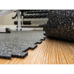 Charger l'image dans la visionneuse de galerie, Rubber King Pro Series Blue/Grey 24 inch x 24 inch Rubber Interlocking Floor Tile – 40 sq. ft. Commercial Gym Flooring Set