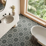 Load image into Gallery viewer, Merola Tile Arte Black Porcelain Floor & Wall Tile 0.4 inch Thick x 9.75 inch Wide Black Square – 10.88 sq. ft./Case, Glazed Satin Finish