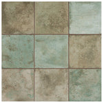 Load image into Gallery viewer, Merola Tile Kings Etna Encaustic 13.13 inch x 13.13 inch Sage Ceramic Floor and Wall Tile 12.29 sq ft/case – Vintage Pattern Matte Finish