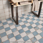 Load image into Gallery viewer, Merola Tile Artisan Damero Azul 13 inch x 13 inch Ceramic Floor and Wall Tile – 12.2 sq ft per Case, Vintage Spanish Style Stone Look Matte Finish
