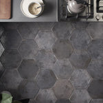 Load image into Gallery viewer, Ivy Hill Tile Mandalay Hex Antracite Porcelain Tile – 0.35 inch Thick, 9.13 inch x 10.51 inch, 8.07 sq.ft/Case – Polished Hexagon Finish