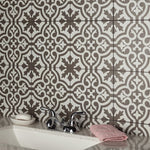 Charger l'image dans la visionneuse de galerie, Merola Tile Berkeley Charcoal Brown Ceramic Floor and Wall Tile 17.63 inch Width 17.63 inch Length 13.14 sq ft/case Patterned Matte Finish