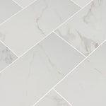 Load image into Gallery viewer, MSI Stone ULC Arctic Ravine Carrara White Porcelain Tile 0.37 inch Thickness 24 inch Width 16 sq. ft. Coverage Polished Finish Marble Look