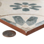 Load image into Gallery viewer, Merola Tile Kings Blume Encaustic Blue 17.63 inch x 17.63 inch Ceramic Floor and Wall Tile (10.95 sq. ft./case)