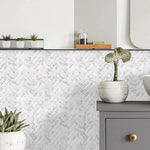 Load image into Gallery viewer, Mureno Dimensions 12x12 White Herringbone Peel and Stick Rigid Vinyl Tiles (4 Pack)