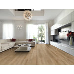 Charger l'image dans la visionneuse de galerie, Revêtement de sol stratifié aspect bois TrafficMaster Jefferson Oak, beige et beige, 8 mm x 7,6 po l x 54,45 po L (20,11 pi²/boîte)