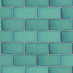 Charger l'image dans la visionneuse de galerie, Merola Tile Antic Special Lava Verde Ceramic Wall Tile 0.38 inch Thick 3 inch Wide 4 sq. ft. per Case – Glazed Handmade Subway Finish