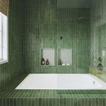 Charger l'image dans la visionneuse de galerie, Merola Tile Phoenix Green Porcelain Floor and Wall Tile 1.88 inch x 17.75 inch x 0.33 inch – 7.424 sq. ft./Case, Matte Subway Look Finish
