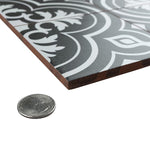 Load image into Gallery viewer, Merola Tile Harmonia Vintage Black 13 inch x 13 inch Ceramic Floor and Wall Tile – 12.19 sq. ft. per Case, Glazed Encaustic-Inspired Matte Finish